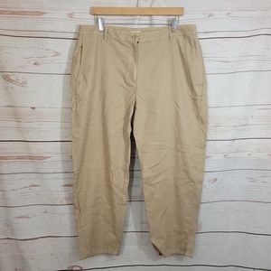 Eileen Fisher Organic Cotton Hemp Tapered Ankle Pant Khaki Size 16 NWT